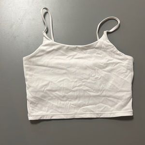 White work out top tank top cropped tight spandex style supportive inner lining